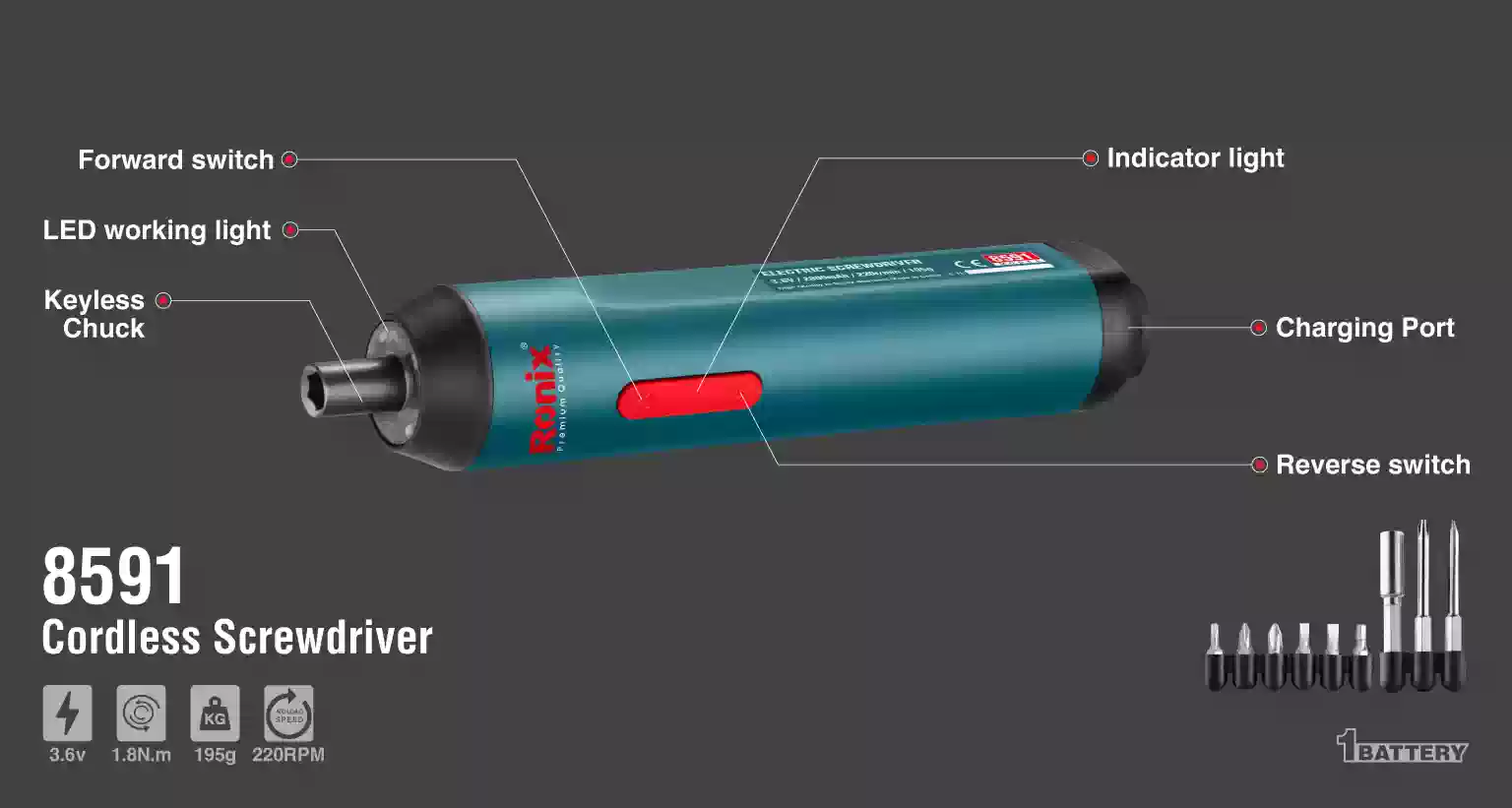 پیچگوشتی شارژی الکترونیک کد 8591